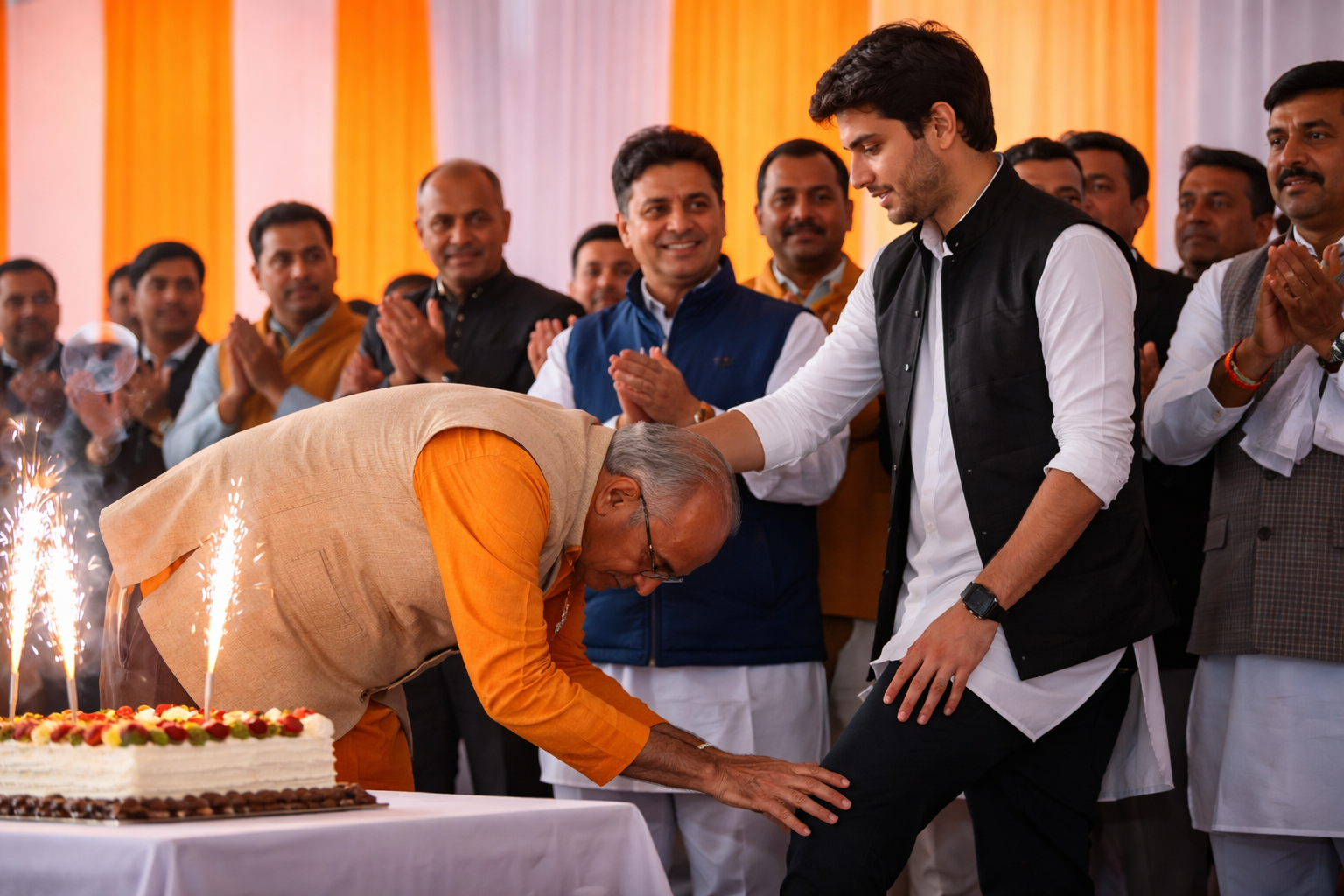 Viral BJP MLA Touches Feet Scindia Son MP